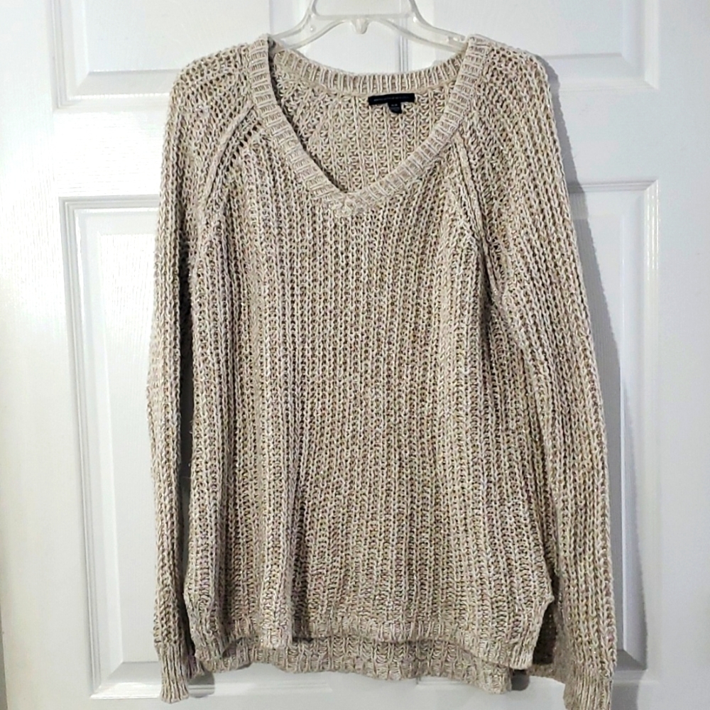 American Eagle Glitter Loose Fit V-neck Leggings Sweater Size Medium